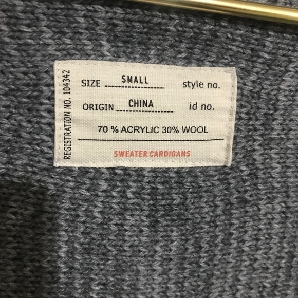 SWEATER CARDIGANS Gray Wool With Fringe Small Top - Picture 6 of 7